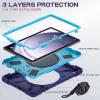 360 Rotation Case for Galaxy Tab A9+ A9 Plus 11'' 2023 SM-X210/X215/X216with Shoulder Strap Rotatable Kickstand/Handle Rugged Silicone Child Protective CoverNavy Blue+Blue view 3