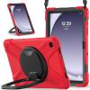 360 Rotation Case for Galaxy Tab A9+ A9 Plus 11'' 2023 SM-X210/X215/X216with Shoulder Strap Rotatable Kickstand/Handle Rugged Silicone Child Protective CoverRed view 1