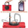 360 Rotation Case for Galaxy Tab A9+ A9 Plus 11'' 2023 SM-X210/X215/X216with Shoulder Strap Rotatable Kickstand/Handle Rugged Silicone Child Protective CoverRed view 3