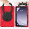 360 Rotation Case for Galaxy Tab A9+ A9 Plus 11'' 2023 SM-X210/X215/X216with Shoulder Strap Rotatable Kickstand/Handle Rugged Silicone Child Protective CoverRed view 4