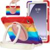 360 Rotation Case for Galaxy Tab A9+ A9 Plus 11'' 2023 SM-X210/X215/X216with Shoulder Strap Rotatable Kickstand/Handle Rugged Silicone Child Protective CoverColorful Red view 1