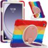360 Rotation Case for Galaxy Tab A9+ A9 Plus 11'' 2023 SM-X210/X215/X216with Shoulder Strap Rotatable Kickstand/Handle Rugged Silicone Child Protective CoverColorful Red view 2