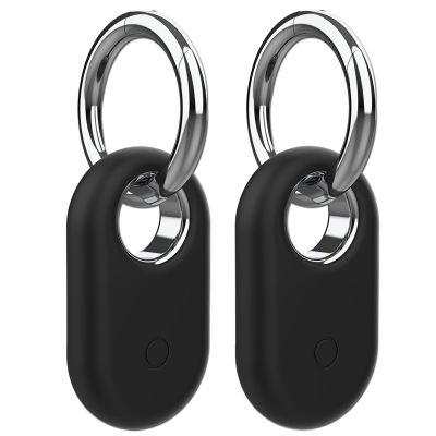 Rzttwl 2 Pack Holder Case Compatible with Samsung Galaxy SmartTag 2, Silicone GPS Tracker for Samsung Tag 2 with Key Ring, Anti-Lost Tag2 Protective Case for Keys(Black,Black)