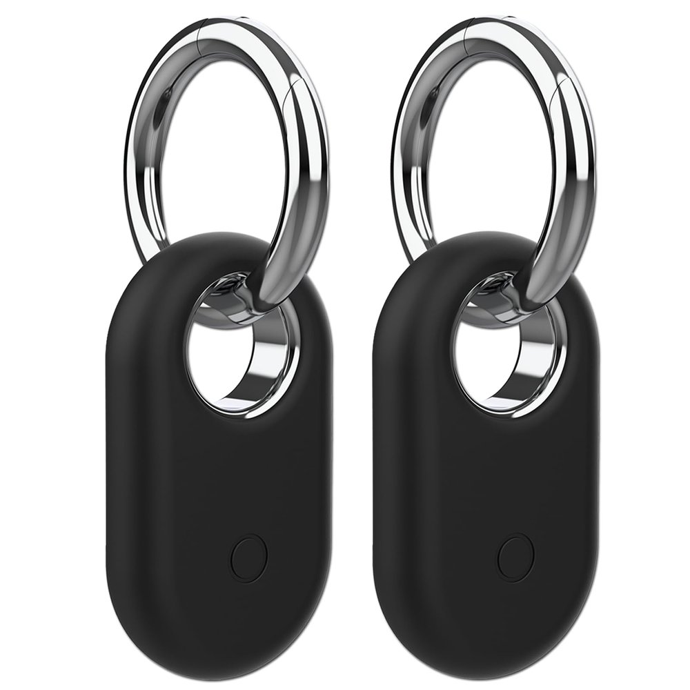 Rzttwl 2 Pack Holder Case Compatible with Samsung Galaxy SmartTag 2, Silicone GPS Tracker for Samsung Tag 2 with Key Ring, Anti-Lost Tag2 Protective Case for Keys(Black,Black)
