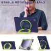 360 Rotation Case for Galaxy Tab A9+ A9 Plus 11'' 2023 SM-X210/X215/X216with Shoulder Strap Rotatable Kickstand/Handle Rugged Silicone Child Protective CoverNavy Blue+Green view 2