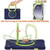 360 Rotation Case for Galaxy Tab A9+ A9 Plus 11'' 2023 SM-X210/X215/X216with Shoulder Strap Rotatable Kickstand/Handle Rugged Silicone Child Protective CoverNavy Blue+Green view 4