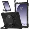 360 Rotation Case for Galaxy Tab A9+ A9 Plus 11'' 2023 SM-X210/X215/X216with Shoulder Strap Rotatable Kickstand/Handle Rugged Silicone Child Protective CoverBalck view 1