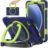 360 Rotation Case for Galaxy Tab A9 8.7'' 2023 SM-X110/X115/X117with Shoulder Strap Rotatable Kickstand/Handle Rugged Silicone Child Protective CoverNavy Blue+Green view 1