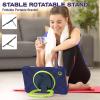 360 Rotation Case for Galaxy Tab A9 8.7'' 2023 SM-X110/X115/X117with Shoulder Strap Rotatable Kickstand/Handle Rugged Silicone Child Protective CoverNavy Blue+Green view 2