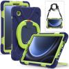 360 Rotation Case for Galaxy Tab A9 8.7'' 2023 SM-X110/X115/X117with Shoulder Strap Rotatable Kickstand/Handle Rugged Silicone Child Protective CoverNavy Blue+Green view 3