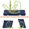 360 Rotation Case for Galaxy Tab A9 8.7'' 2023 SM-X110/X115/X117with Shoulder Strap Rotatable Kickstand/Handle Rugged Silicone Child Protective CoverNavy Blue+Green view 4