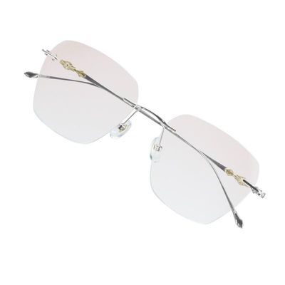 VisionGlobal Pure Titanium Frame for men/women Blue Light Blocking,Hand-set Diamond Fashion Glasses (Silver Brown, 3.50 Magnification)