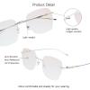 VisionGlobal Pure Titanium Frame for men/women Blue Light Blocking,Hand-set Diamond Fashion Glasses (Silver Brown, 3.50 Magnification) view 2