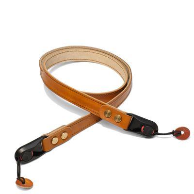 Handmade Leather Camera Strap - Quick Release Buckle - Made from Veg Tan leather, hand-dyed color. (Tawny Brown)