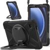 360 Rotation Case for Galaxy Tab A9 8.7'' 2023 SM-X110/X115/X117with Shoulder Strap Rotatable Kickstand/Handle Rugged Silicone Child Protective Cover Balck view 4