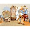Aerdce Blue Teddy Bear Arched Fabric Backdrop Cover We Can Bearly Wait to Meet You Arch Backdrop Stand Covers for Birthday Baby Shower Party Photoshoot(Only Cover) view 3
