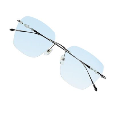 VisionGlobal Pure Titanium Frame for men/women Blue Light Blocking,Hand-set Diamond Fashion Glasses (Black Blue, 3.50 Magnification)