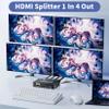 HDMI Splitter 1 in 4 Out 4K@30Hz, Powered 1x4 HDMI Video Splitter 4 Ports with Power Cord, Duplicate/Mirror Screen, Supports UltralHD 3D 1080P HDCP 1.4 for HDTV, STB, DVD, PS5/4/3, Projector, Etc view 2