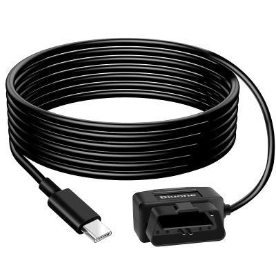 OBD Power Cable for Dash Camera Charger OBD2 to USB Cable, 24 Hours Surveillance/Acc Mode with Switch Button OBD2 Power Adapter to USB C OBDII Adapter Hardwire Charger 12-36V to 5V Type C USB Port