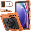 SEYMAC stock Case for Samsung Galaxy Tab S10 Lite / S10 FE / S9 FE 5G / S9 Tablet Case 10.9''/ 11'' Protective with Screen Protector, Pen Holder, 360 Rotate Stand, Hand Strap, Shoulder Strap, Orange view 1