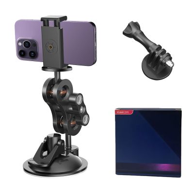 Camera Suction Cup Mount,Car Windshield Window Dashboard Suction Cup Holder,Phone Holder,for GoPro Hero 12 11 10 9 8 7 6 5 Insta360 X3 GO3 DJI Action 3 4 Accessories,with 1/4 Thread Adapter