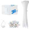 100 Set Cable Zip Tie Self Adhesive Mounts Kit with 6" Zip Ties, 3/4" Wire Holders Squares, Screws - Sticky Wire Fasteners Cable Clips Management Anchors Organizer - White view 1