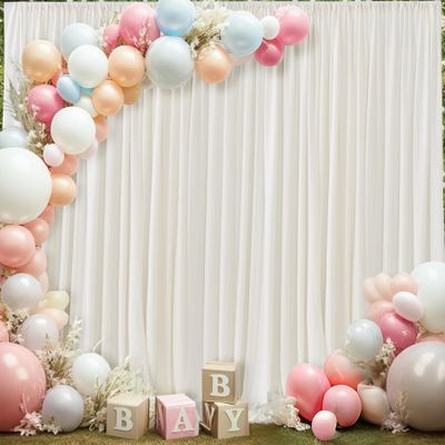 10ft x 10ft Ivory Backdrop Curtains for Parties Weddings, Wrinkle Free Silky Polyester Fabric Photo Backdrop Drapes, 2 Panels 5X 10 ft Cream Backfrounds Cloth for Birthday Baby Shower Photography