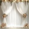 10ft x 10ft Ivory Backdrop Curtains for Parties Weddings, Wrinkle Free Silky Polyester Fabric Photo Backdrop Drapes, 2 Panels 5X 10 ft Cream Backfrounds Cloth for Birthday Baby Shower Photography view 2