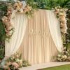 10ft x 10ft Wrinkle Free Champagne Backdrop Curtains for Parties Weddings, Thick Silky Polyester Fabric Photo Backdrop Drapes, 2 Panels 5X 10 ft Background Cloth for Birthday Baby Shower Photography view 2