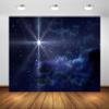 BELECO 9x6ft Fabric Star Night Backdrop Holy Christmas Star Blue Starry Sky Background Christmas Nativity Scene Star of Bethlehem Jesus Birth Background Religious Christian Church Decor Photo Props view 1