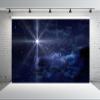 BELECO 9x6ft Fabric Star Night Backdrop Holy Christmas Star Blue Starry Sky Background Christmas Nativity Scene Star of Bethlehem Jesus Birth Background Religious Christian Church Decor Photo Props view 3