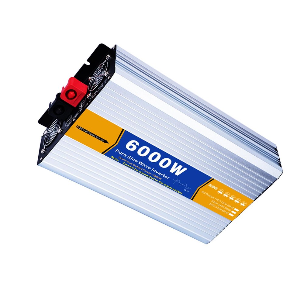 Power Inverters 6000W Pure Sine Wave Power Inverter 12V/24V/48V/60V/72VDC to 110V/220V Converter,Low Frequency Solar Power Inverter for Home Camping RV,12v to 110v