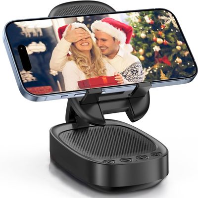 Cell Phone Stand with Wireless Bluetooth Speaker, Unique Gifts for Men/Women, Adjustable Phone Holder with 5 LED Light Modes, Anti-Slip Base HD Surround Sound, Phone Speaker Amplifier for iPhone/iPad