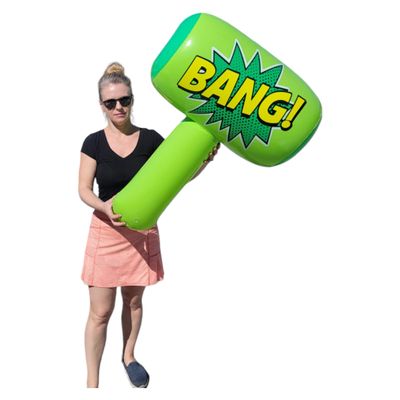 Zugar Land Colorful Jumbo Bang Mallet Inflate (36") Pink, Blue, Purple and Green Colors Available. Double-Sided Inflatable Big Bopper Hammer for Play Fights for Kids and Adults. (Green)