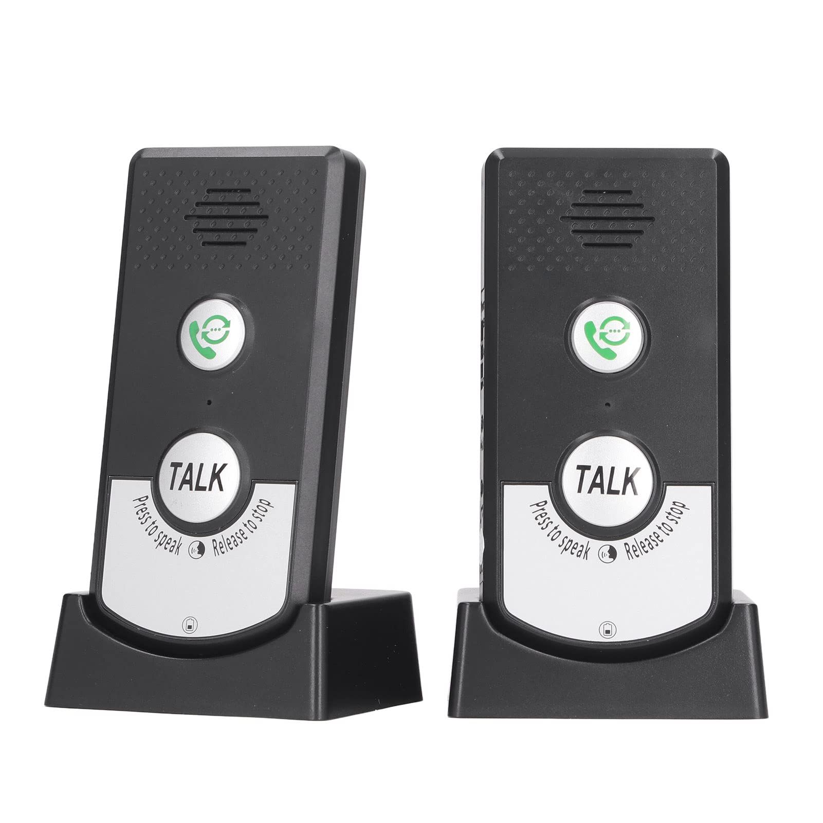 2 Way Voice Doorbell, 2 Channels 3 Volume Levels Wireless Voice Intercom Wide Application Elderly Friendly for Patient for Hotel (Black)