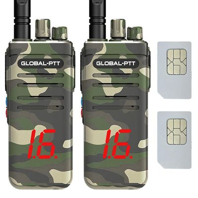 Wurui G5 Global-ptt 4G POC walkie Talkie for Adults Long Range intercom 1000 Miles Distance Network Two Way Radio Work Team Communication Professional Job unlimit Distance (2CamouflagewithSIM)