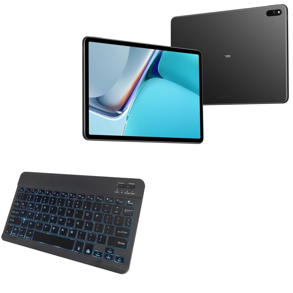 BoxWave Keyboard Compatible with Huawei MatePad 11 (2023) - SlimKeys Bluetooth Keyboard - with Backlight, Portable Slim LED 7 Colors - Jet Black