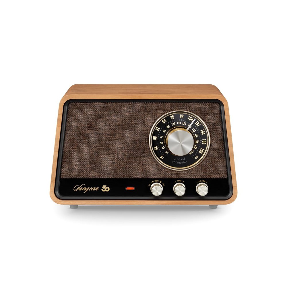 Sangean WR-55 AM/FM/Bluetooth/AUX Premium Analog Wooden Cabinet Radio 50th Anniversary Edition