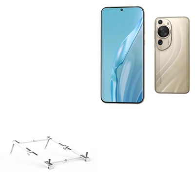 BoxWave Stand and Mount Compatible with Huawei P60 Art - Pocket Aluminum Stand 3-in-1, Portable Multi Angle Viewing Riser - Metallic Silver