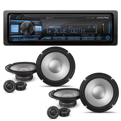 Alpine UTE-73BT Mech-Less Digital Bluetooth Media Receiver with 2 Pairs Alpine S2-S80C Type S 8" Component Speakers