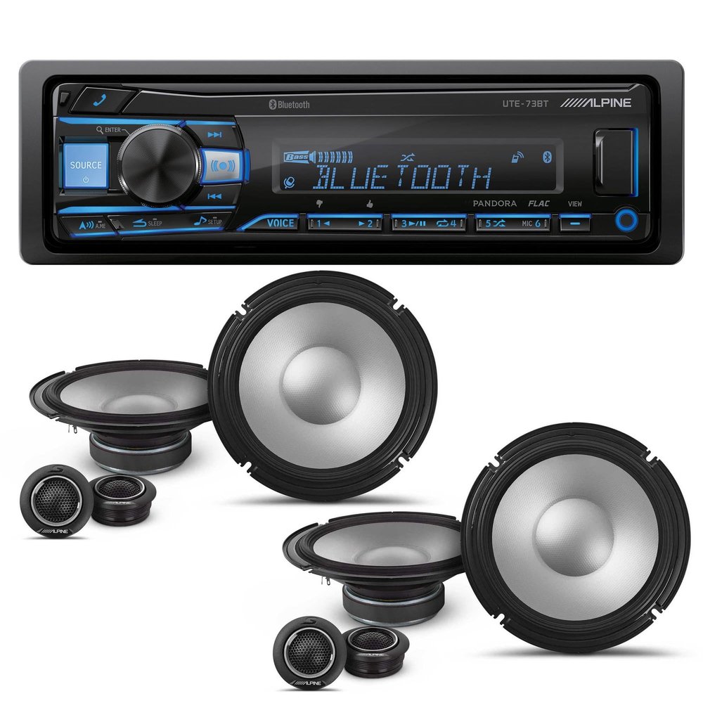 Alpine UTE-73BT Mech-Less Digital Bluetooth Media Receiver with 2 Pairs Alpine S2-S80C Type S 8" Component Speakers