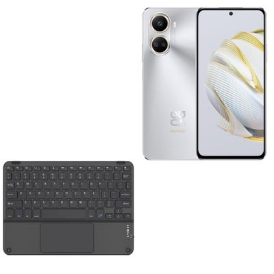 BoxWave Keyboard Compatible with Huawei Enjoy 60 - SlimKeys Bluetooth Keyboard with Trackpad, Portable Slim TouchPad - Jet Black