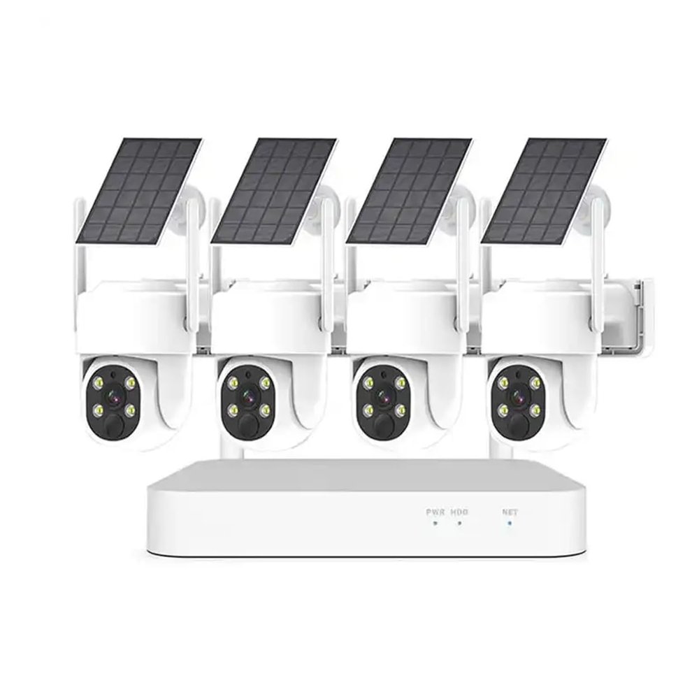 AKAVIG 4CH 4MP Solar Power Security Camera System, Wireless Full HD CCTV Home WiFi Solar Surveillance NVR Kit with Two-Way Audio, Color Night Vision, Human Detection