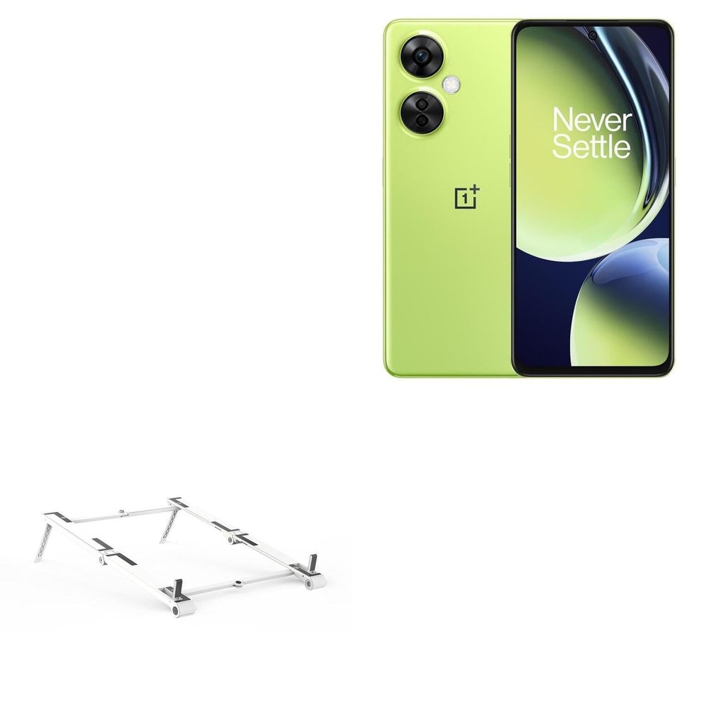 BoxWave Stand and Mount Compatible with OnePlus Nord CE3 - Pocket Aluminum Stand 3-in-1, Portable Multi Angle Viewing Riser - Metallic Silver