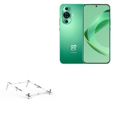 BoxWave Stand and Mount Compatible with Huawei nova 11 - Pocket Aluminum Stand 3-in-1, Portable Multi Angle Viewing Riser - Metallic Silver