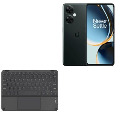 BoxWave Keyboard Compatible with OnePlus Nord N30 5G - SlimKeys Bluetooth Keyboard with Trackpad, Portable Slim TouchPad - Jet Black