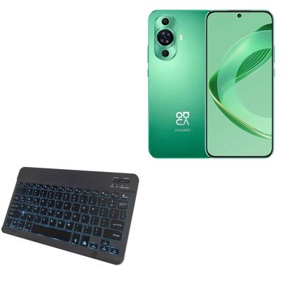 BoxWave Keyboard Compatible with Huawei nova 11 - SlimKeys Bluetooth Keyboard - with Backlight, Portable Slim LED 7 Colors - Jet Black