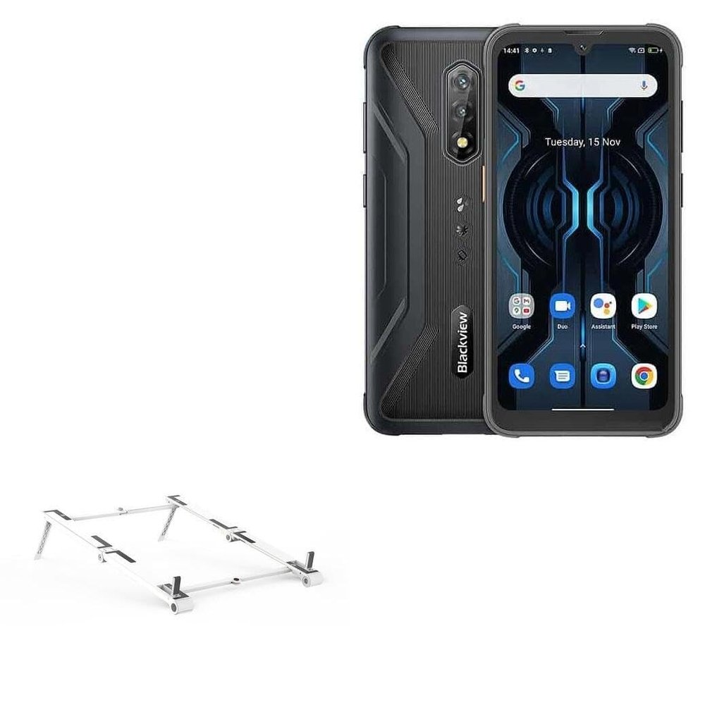 BoxWave Stand and Mount Compatible with Blackview BV5200 Pro - Pocket Aluminum Stand 3-in-1, Portable Multi Angle Viewing Riser - Metallic Silver