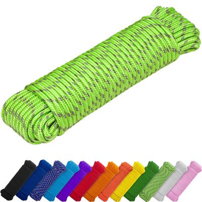 TECEUM Rope 90 Feet x 3/8 Inch (10mm) Green Gray Strong All-Purpose Utility Rope Camping, Crafting, Flag Pole, Indoor & Outdoor Polypropylene Nylon Poly Lightweight Diamond Braided Cord