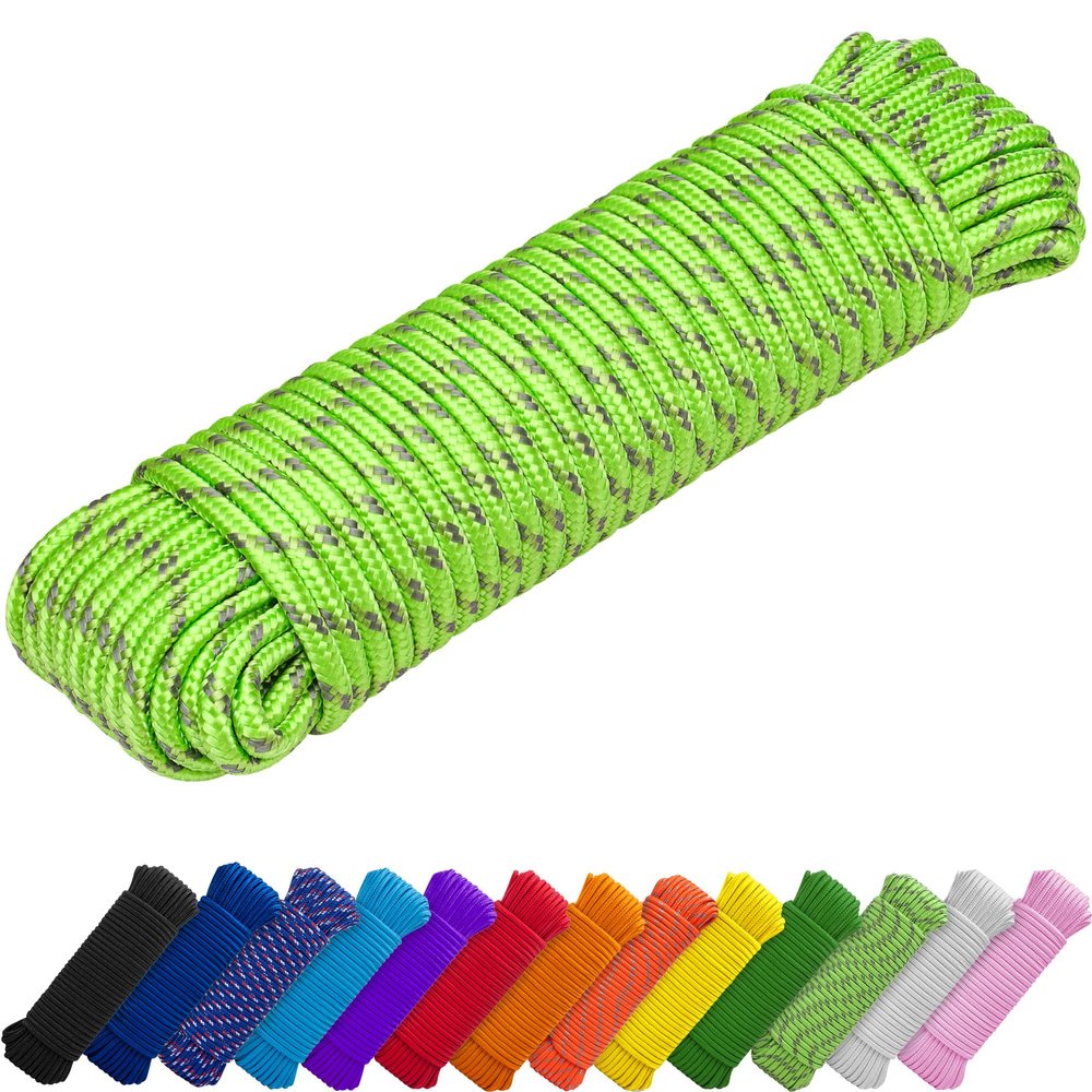 TECEUM Rope 90 Feet x 3/8 Inch (10mm) Green Gray Strong All-Purpose Utility Rope Camping, Crafting, Flag Pole, Indoor & Outdoor Polypropylene Nylon Poly Lightweight Diamond Braided Cord